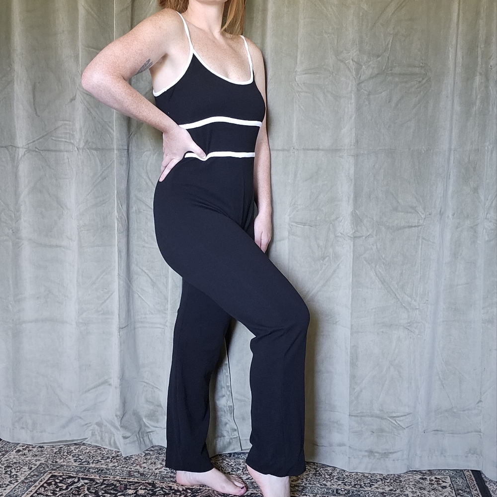 90s Black & White Jumpsuit - Picture 1 of 11